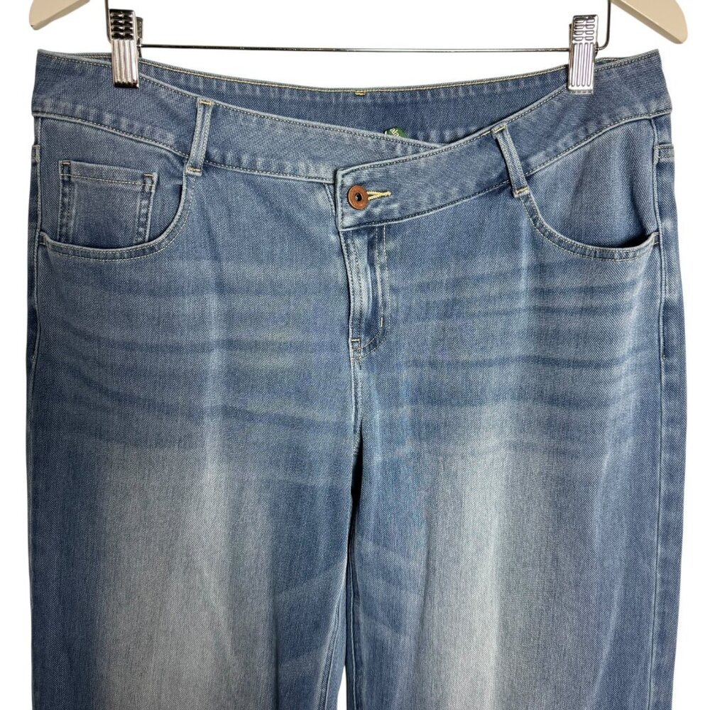 Halara Flex Asymmetric Wide Leg womens jeans Large Blue denim - Picture 3 of 8